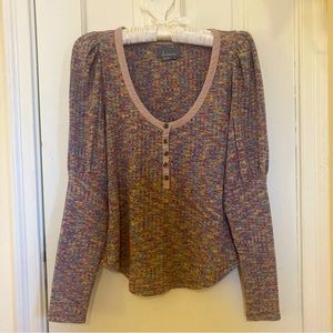 Anthropologie heather knit top with leg-o-mutton sleeves